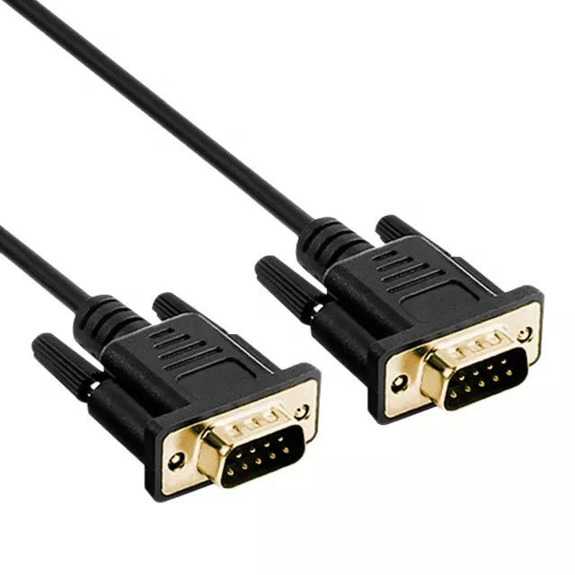 RS232 DB9 9-pins seriële kabel mannelijk naar mannelijk videogegevensoverdracht gouden plaat