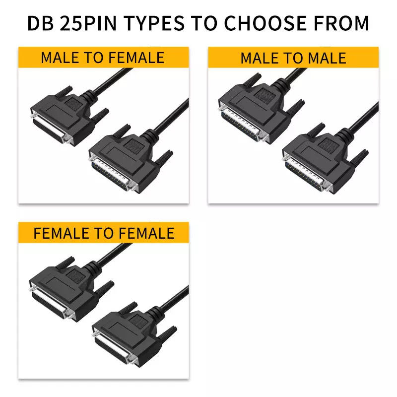 D-Sub 25-pins connector Db25 naar Db25 parallelle communicatiekabels mannelijk naar vrouwelijk