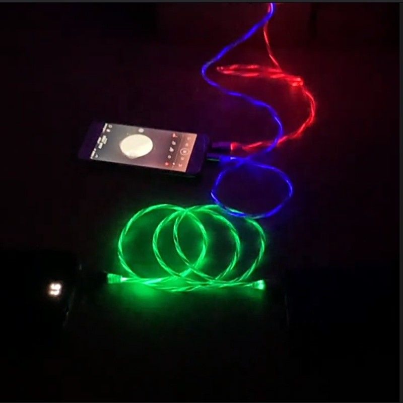 Snelle het Laden Kabel 3 IN 1 Opvlammende Kabel Typec 3A van de LEIDENE Kleurrijke het Laden USB Kabelbliksem