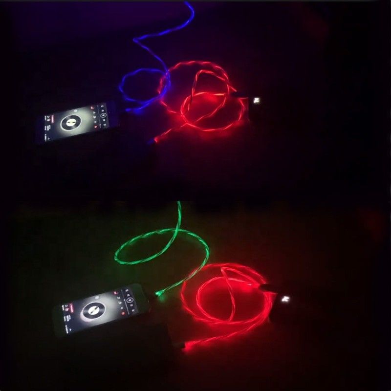 Snelle het Laden Kabel 3 IN 1 Opvlammende Kabel Typec 3A van de LEIDENE Kleurrijke het Laden USB Kabelbliksem