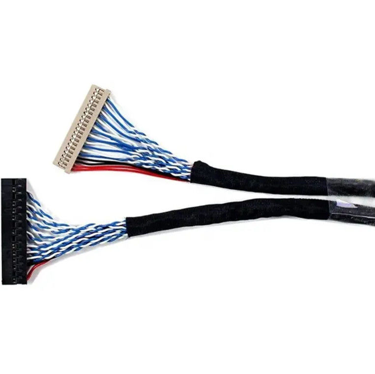 1,25 mm 2,0 mm pitch 20 30 40-pins connector LVDS afgeschermde draad LCD-scherm kabelmontage