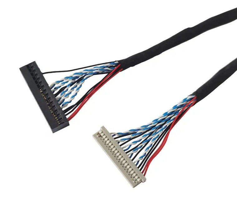 1,25 mm 2,0 mm pitch 20 30 40-pins connector LVDS afgeschermde draad LCD-scherm kabelmontage