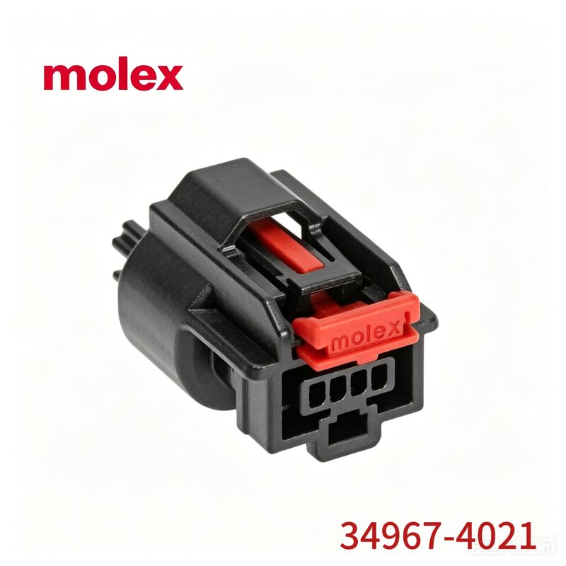 Molex 34967-4021 4-pin zwarte automotive connector behuizing met rode vergrendeling clip, originele Molex connector