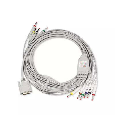 Cardiotrack 12 Schiller-kabels voor medische apparatuur TPU-omhulsel 10 afleidingen ECG-kabel