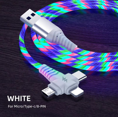 3in1 Flow Luminous Lighting usb kabel voor Samsung 3 in 1 2in1 LED Micro USB Type C 8Pin oplader Draad voor iPhone Huawei Xiaomi