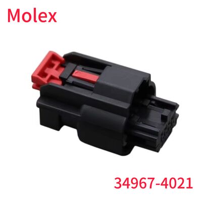 Molex 34967-4021 4-pin zwarte automotive connector behuizing met rode vergrendeling clip, originele Molex connector